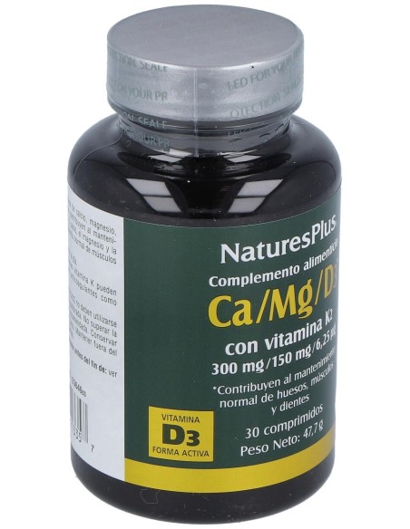 Natures Plus Ca/Mg/D3+K2 30 Comprimidos