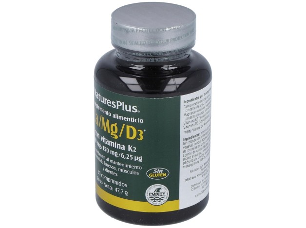 Natures Plus Ca/Mg/D3+K2 30 Comprimidos