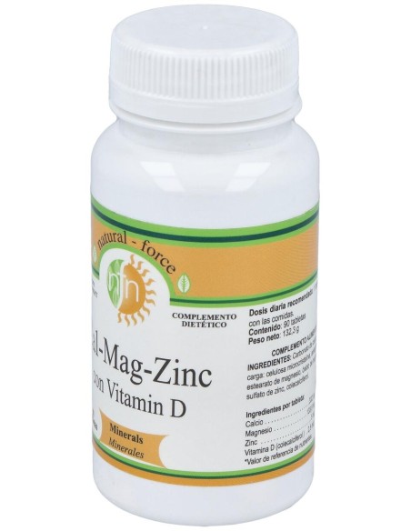 Natural Force Calcium Magnesium Zinc Vitamina D 90Caps