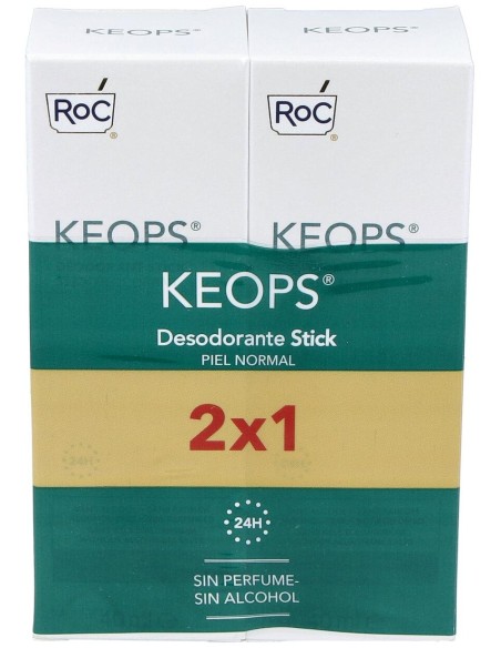 Pack Roc Keops Desodorante Stick Piel Normal, 2 Unidades X 40 Ml