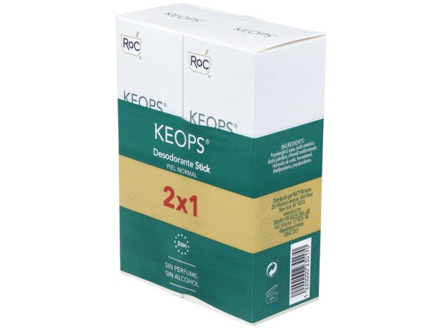 Pack Roc Keops Desodorante Stick Piel Normal, 2...