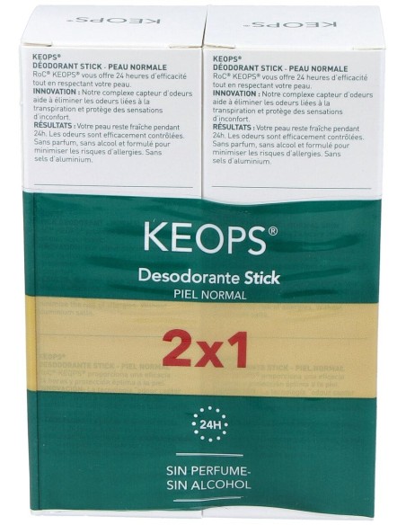 Pack Roc Keops Desodorante Stick Piel Normal, 2 Unidades X 40 Ml