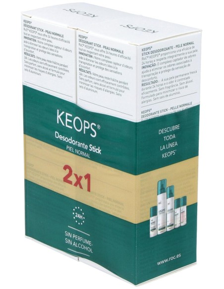 Pack Roc Keops Desodorante Stick Piel Normal, 2 Unidades X 40 Ml