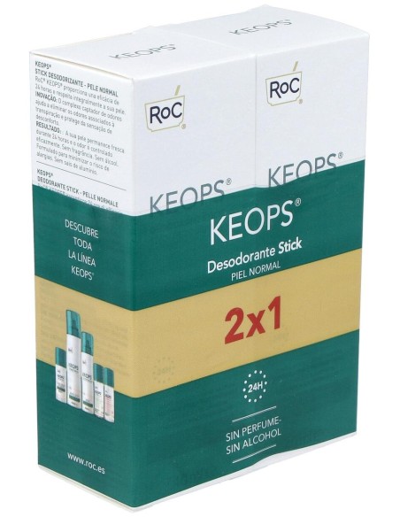 Pack Roc Keops Desodorante Stick Piel Normal, 2 Unidades X 40 Ml