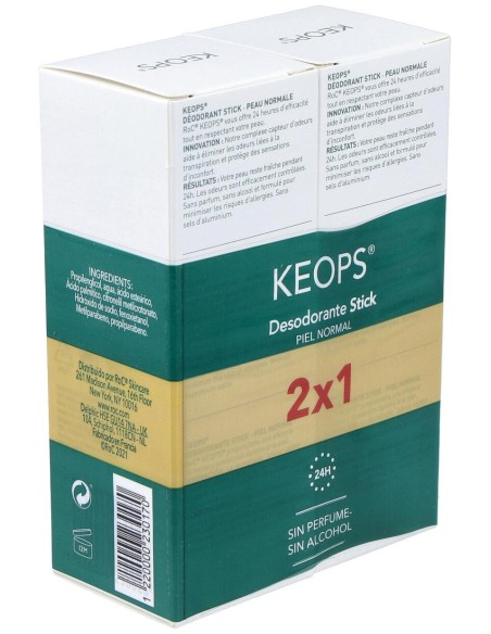 Pack Roc Keops Desodorante Stick Piel Normal, 2 Unidades X 40 Ml