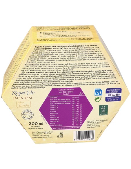 Royal-Vit Jalea Real Mega Total 2000Mg 20 Viales