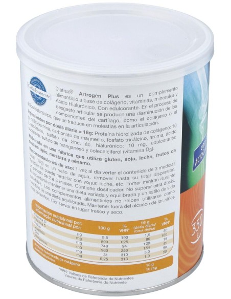 Artrogen Plus Con Acido Hialuronico 350G.