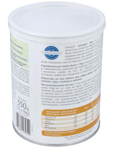 Artrogen Plus Con Acido Hialuronico 350G.