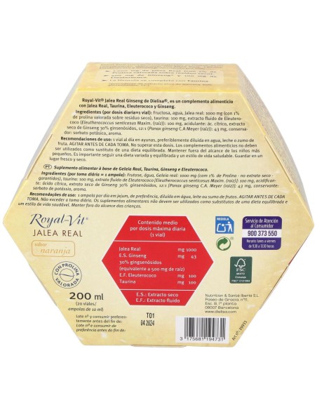 Jalea Real Royal Vit Ginseng 1000Mg Taurina 20Amp