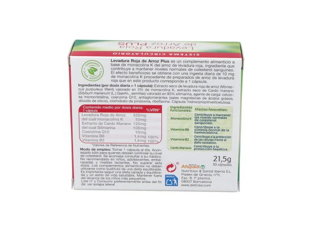 Levadura Roja De Arroz Plus 3% 30Cap.