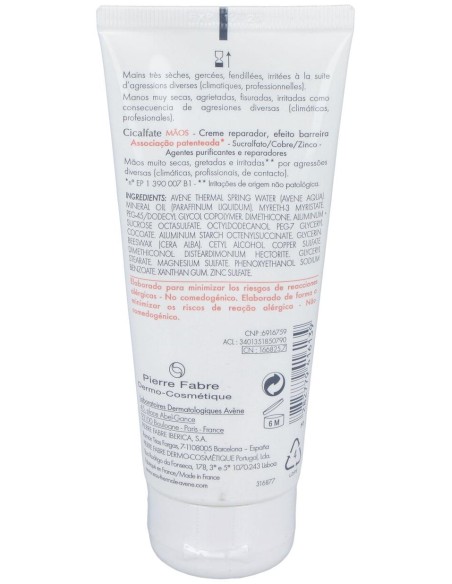 Avène Cicalfate Manos Crema Reparadora Efecto Barrera 100Ml