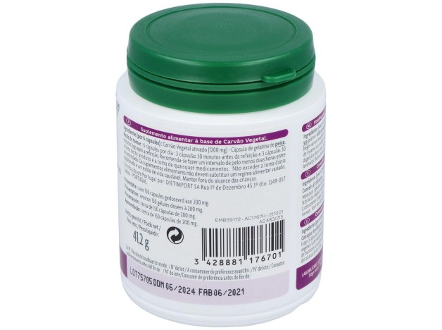 Carbon Vegetal Activado 150Cap. Agbio