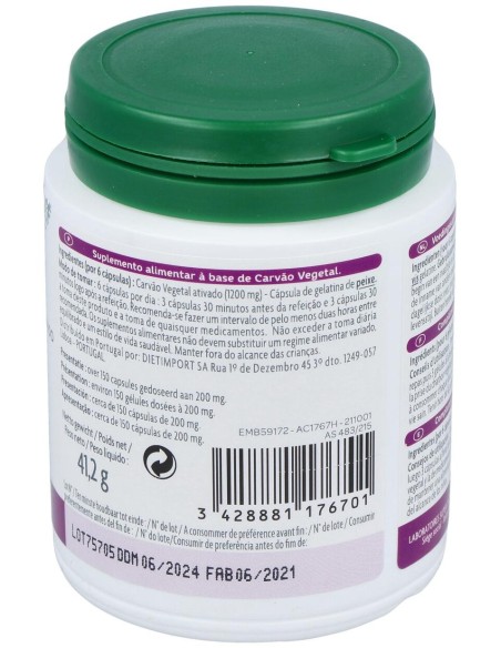 Carbon Vegetal Activado 150Cap. Agbio