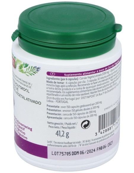 Carbon Vegetal Activado 150Cap. Agbio