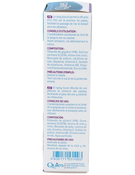 Quies Spray Bucal Antirronquidos Miel Y Limón 70Ml