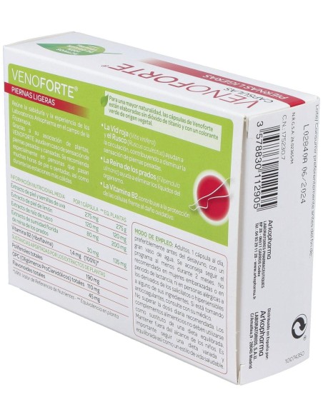 Arkopharma Venoforte Piernas Ligeras, 30 Cápsulas