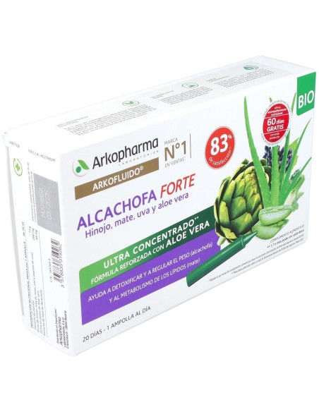 Arkopharma Arkofluido Alcachofa Forte Ultraconcentrado + Aloe Vera 20Ampollas