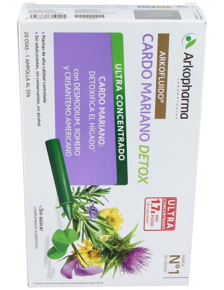 Arkopharma Arkofluido Cardo Mariano Detox 20 Ampollas