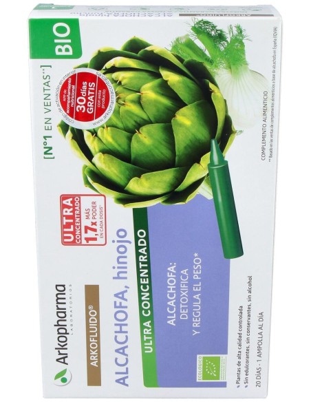 Arkopharma Arkofluido Alcachofa - Hinojo Ultraconcentrado 20Ampollas