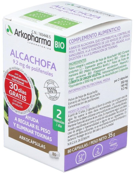 Arkopharma Arkocápsulas Alcachofa, 80 Cápsulas