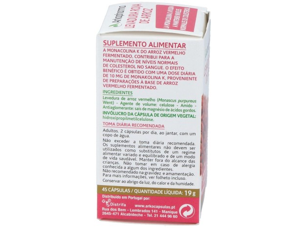 Levadura Roja De Arroz 45Arkocapsulas. Bio