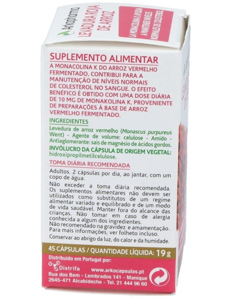 Levadura Roja De Arroz 45Arkocapsulas. Bio