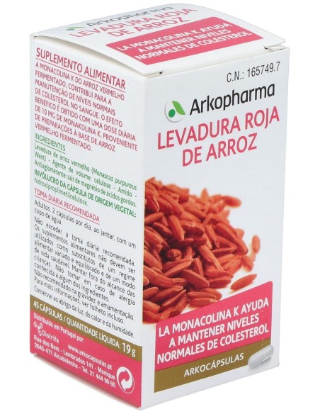 Levadura Roja De Arroz 45Arkocapsulas. Bio