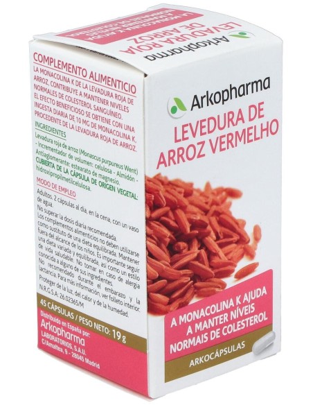 Levadura Roja De Arroz 45Arkocapsulas. Bio