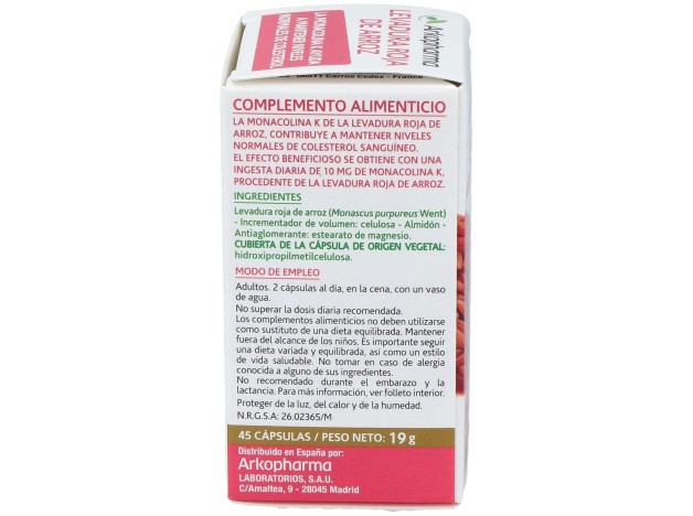 Levadura Roja De Arroz 45Arkocapsulas. Bio