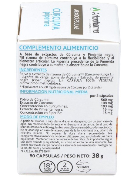 Curcuma 80Arkocapsulas. Bio