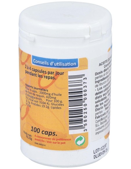 Aceite De Higado De Tiburon 500Mg. 100Cap.