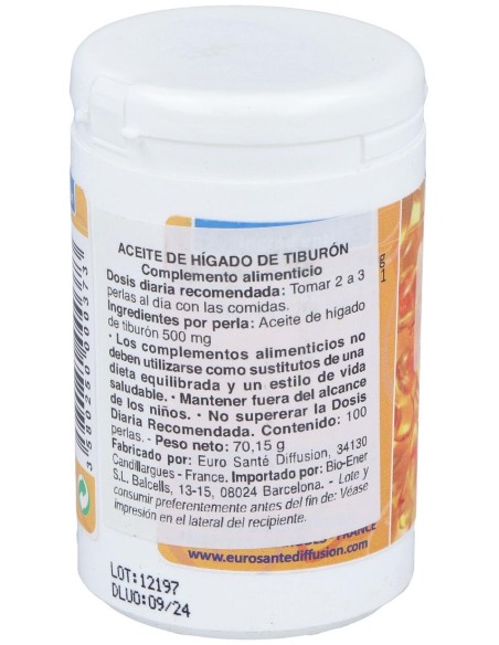 Aceite De Higado De Tiburon 500Mg. 100Cap.