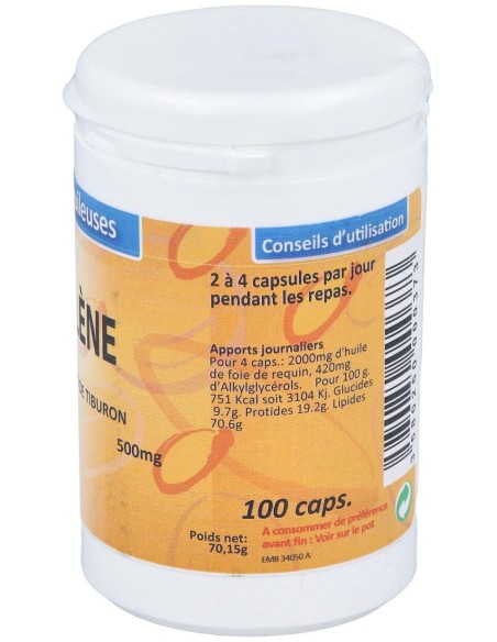 Aceite De Higado De Tiburon 500Mg. 100Cap.