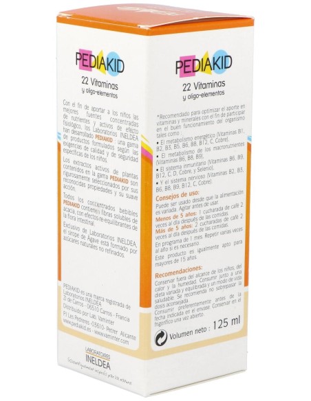 Pediakid 22 Vitaminas-Oligoelementos Jarabe 125Ml.