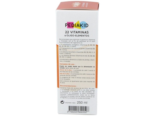 Pediakid 22 Vitaminas-Oligoelementos Jarabe 250Ml.