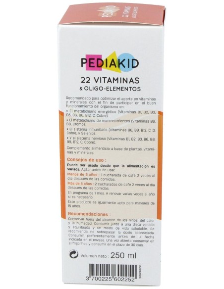 Pediakid 22 Vitaminas-Oligoelementos Jarabe 250Ml.