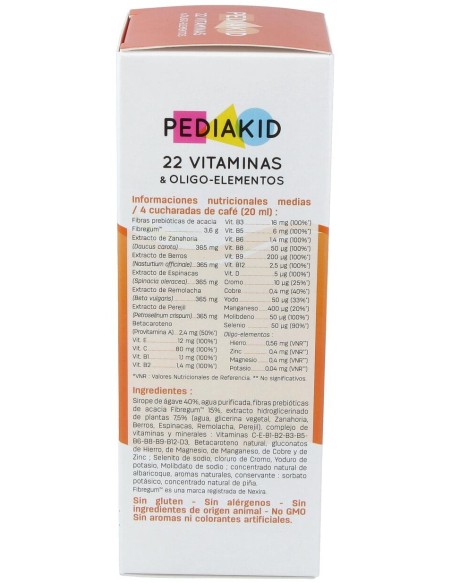 Pediakid 22 Vitaminas-Oligoelementos Jarabe 250Ml.