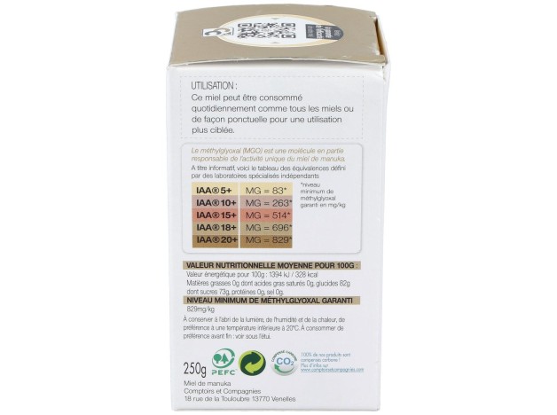 Comptoirs Et Compagnies Miel Manuka Iaa20+ 250G