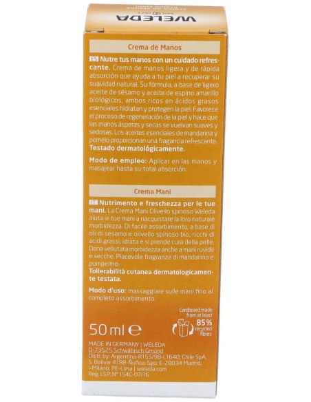 Weleda Crema De Manos Hidratante De Espino Amarillo 50Ml