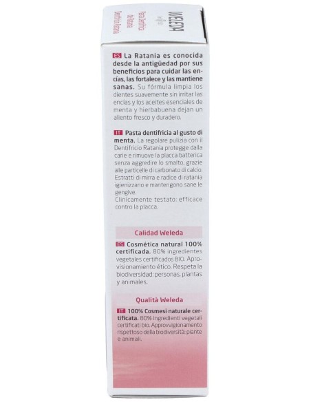 Weleda Pasta Dentífrica De Ratania Sabor Menta 75Ml