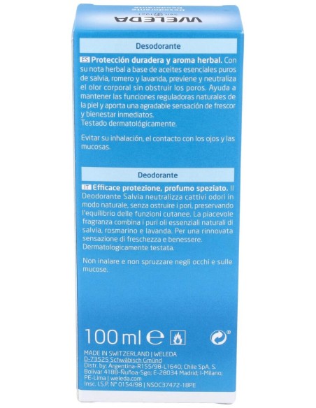 Salvia Desodorante 100% Origen Natural Spray 100 Ml