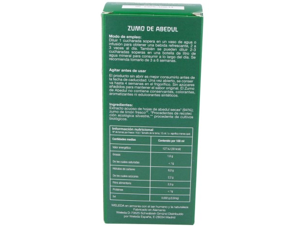Zumo (Jugo) De Abedul Weleda 250 Ml.