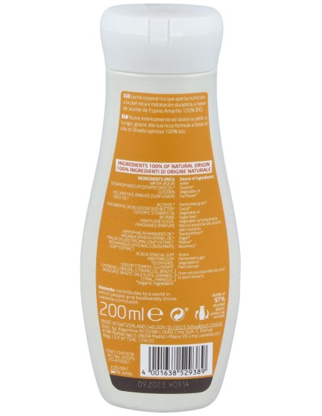 Leche Corporal Nutritiva Espino Amarillo 200Ml.