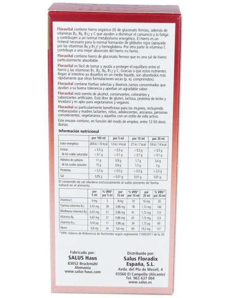 Floradix® Floravital® Hierro+Vitaminas 250Ml