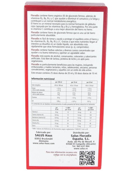 Floradix® Hierro + Vitaminas 500Ml