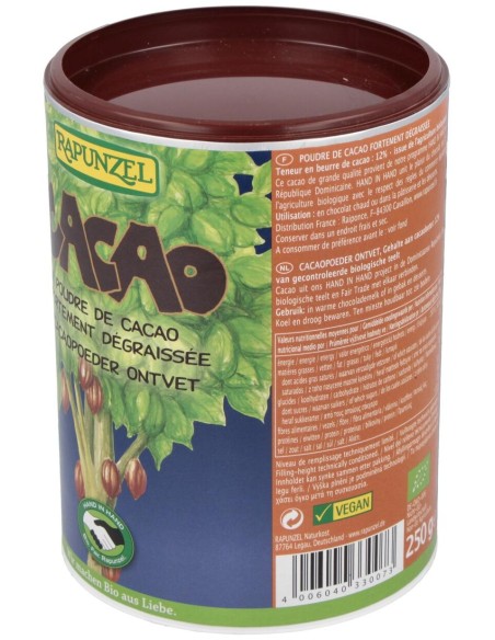 Cacao Desgrasado Polvo 250Gr. Bio S/A Vegan