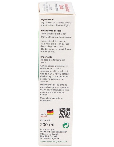 Jugo De Granada 200Ml. Schoenenberger