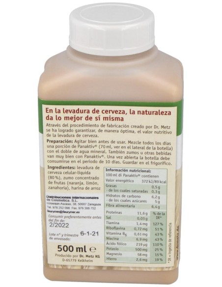 Fleurymer Panaktiv Levadura Líquida Metz 500Ml