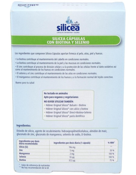 Hübner Silicea + Biotina + Selenio 30 Cáps.