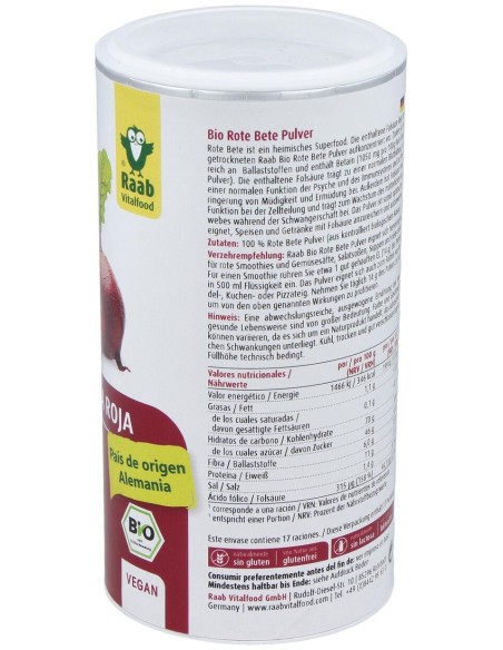 Remolacha Roja Polvo 250Gr. Bio